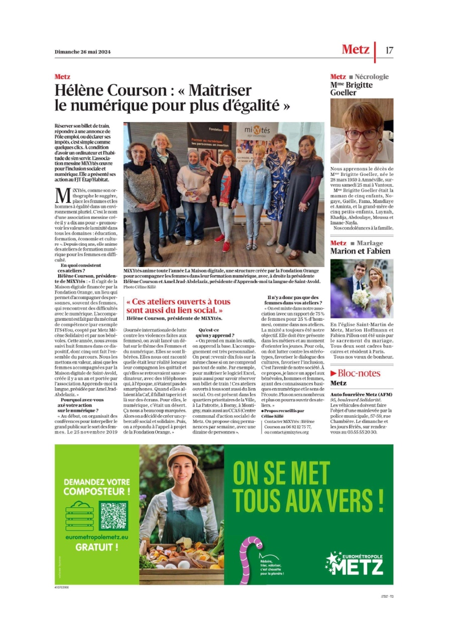 L'article du Républicain Lorrain sur notre journée de Maisons Digitales Orange du vendredi 24 mai